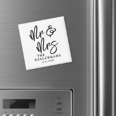 Black White Script Wedding Favor Magneet