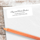 Black White Script Wedding Return Address Etiket