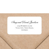 Black White Script Wedding Return Address Etiket