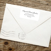Black White Script Wedding Return Address Etiket