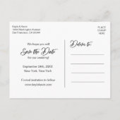 Black White Script Wedding SAVE THE DATE | 2 FOTO Aankondigingskaart (Achterkant)