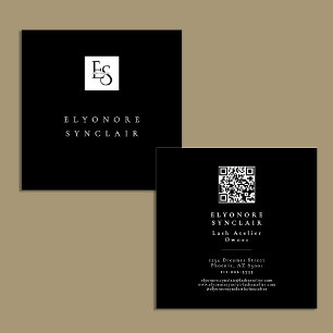Black White Script Wimpers Studio Logo QR Code Vierkante Visitekaartje