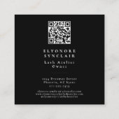 Black White Script Wimpers Studio Logo QR Code Vierkante Visitekaartje (Achterkant)