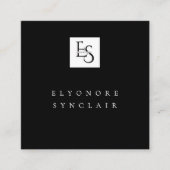 Black White Script Wimpers Studio Logo QR Code Vierkante Visitekaartje (Voorkant)