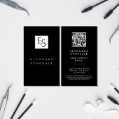Black White Script Wimpers Studio Logo QR Code Visitekaartje