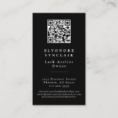 Black White Script Wimpers Studio Logo QR Code Visitekaartje (Achterkant)