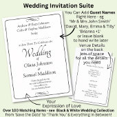 Black & White Script with Infinity Scroll Wedding Kaart