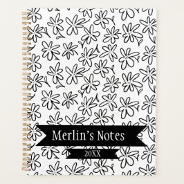 Black & White Seamless Floral Year Planner