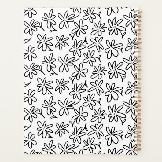 Black & White Seamless Floral Year Planner (Achterkant)