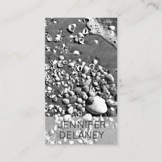 Black & White Seashells Foto Social Media Visitekaartje (Voorkant)