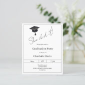 Black white She did it Graduation Party invitation (Staand voorkant)