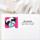 Black White Shih Tzu Hot Pink Block Etiket (Insitu)