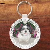 Black & White Shih Tzu Puppy Rescue Dog Sleutelhanger (Voorkant)