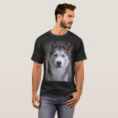 Black white Siberian Husky dog face T-shirt (Voorkant volledig)