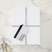 Black & White Side Stripe Bruiloft Dank u Cadeaulabel (Met Touw)