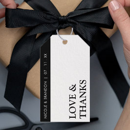 Black & White Side Stripe Bruiloft Dank u Cadeaulabel