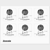 Black White Signature Typography Hair Logo Vierkante Sticker (Vel)