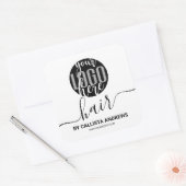 Black White Signature Typography Hair Logo Vierkante Sticker (Envelop)
