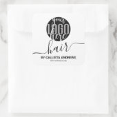 Black White Signature Typography Hair Logo Vierkante Sticker (Tas)