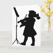 Black & White Silhouette Girl Playing Violin Greet Kaart (Gele Bloem)
