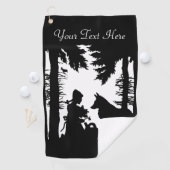 Black White Silhouette Riding Hood in Bossen Wolf Golfhanddoek (Insitu)
