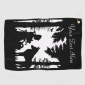 Black White Silhouette Riding Hood in Bossen Wolf Golfhanddoek (Horizontaal)