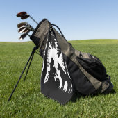 Black White Silhouette Riding Hood in Bossen Wolf Golfhanddoek (Groen)