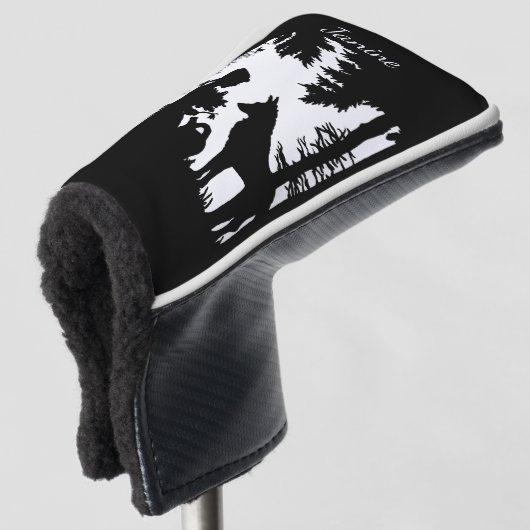 Black White Silhouette Riding Hood Wolf onder Boom Golfheadcover (3/4 voorkant)