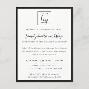 BLACK & WHITE SILK UW LOGO WORKSHOP GALA EVENEMENT BRIEFKAART