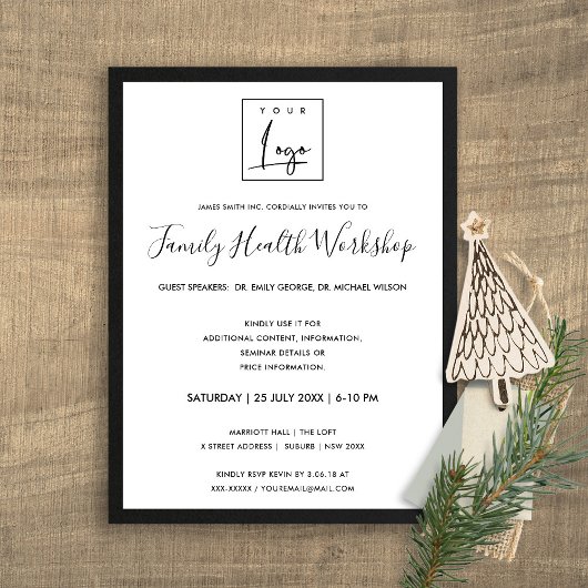 BLACK & WHITE SILK UW LOGO WORKSHOP GALA EVENEMENT BRIEFKAART