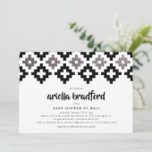 Black White Silver Boho Aztec Baby shower Kaart (Staand voorkant)