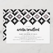 Black White Silver Boho Aztec Baby shower Kaart (Voorkant / Achterkant)
