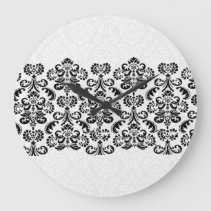 Black White Silver Damask Lace G203 Grote Klok