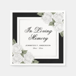 Black White Silver Floral Funeral Memorial Servet