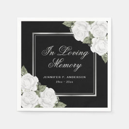 Black White Silver Floral Memorial Funeral Servet