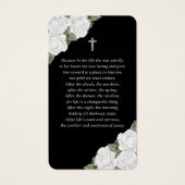 Black White Silver Floral Memorial Prayer Kaart (Achterkant)
