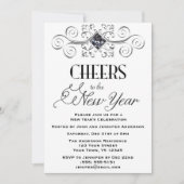 Black White Silver Glamor nieuwjaarsfeest Kaart (Voorkant)