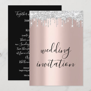 Black White Silver Grey Drift Roos Gold Wedding Kaart