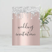 Black White Silver Grey Drift Roos Gold Wedding Kaart (Staand voorkant)