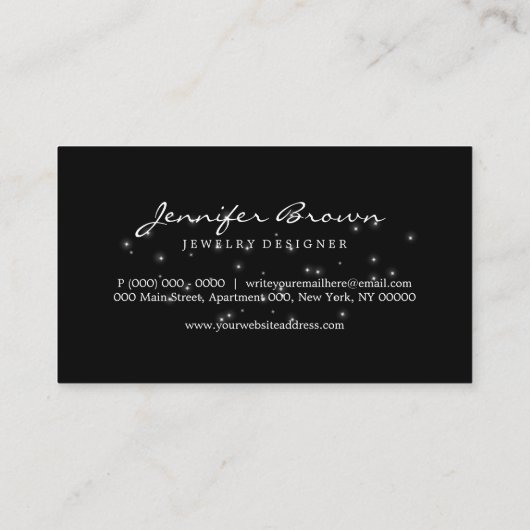 Black White Silver Lights sterren Visitekaartje (Achterkant)