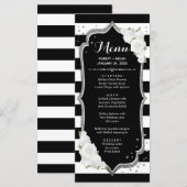 Black White Silver-menukaart Programmakaart (Voorkant / Achterkant)