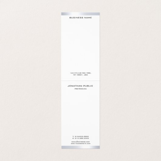 Black White Silver Modern Monogram Elegant Simple Visitekaartje (Binnenkant ongevouwen)