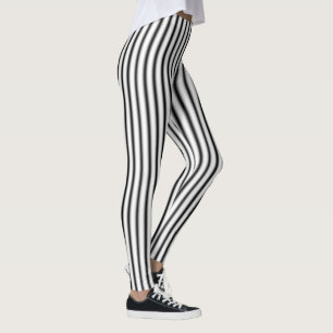 Black White Silver Stripe Pattern-Leggings Leggings