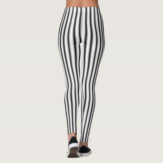 Black White Silver Stripe Pattern-Leggings Leggings (Achterkant)