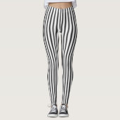 Black White Silver Stripe Pattern-Leggings Leggings (Voorkant)