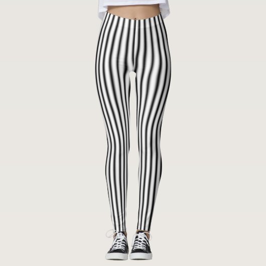 Black White Silver Stripe Pattern-Leggings Leggings (Voorkant)