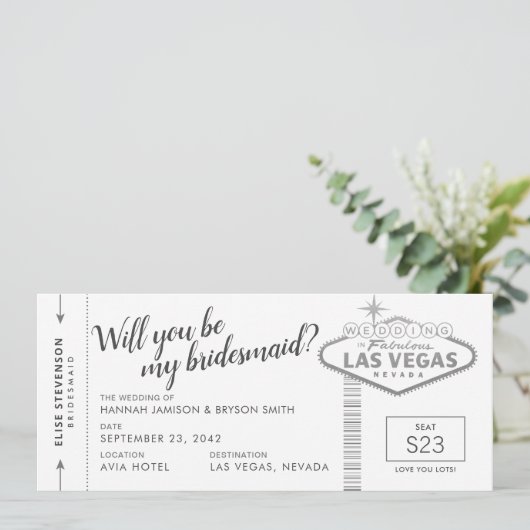 Black White Silver Vegas Bridesmaid proposal Kaart (Staand voorkant)
