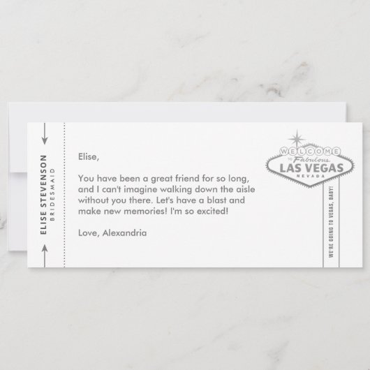 Black White Silver Vegas Bridesmaid proposal Kaart (Achterkant)