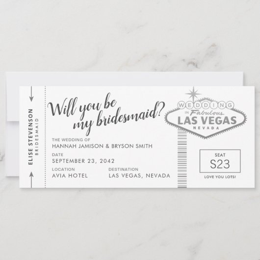 Black White Silver Vegas Bridesmaid proposal Kaart (Voorkant)