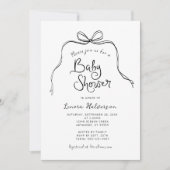 Black White Simple Bow Baby shower Invitation Kaart (Voorkant)